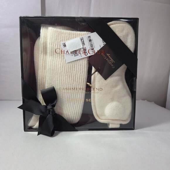 NWT Charter Club Women's Cashmere Sleep Mask & Socks Gift Set - Picture 2 of 3